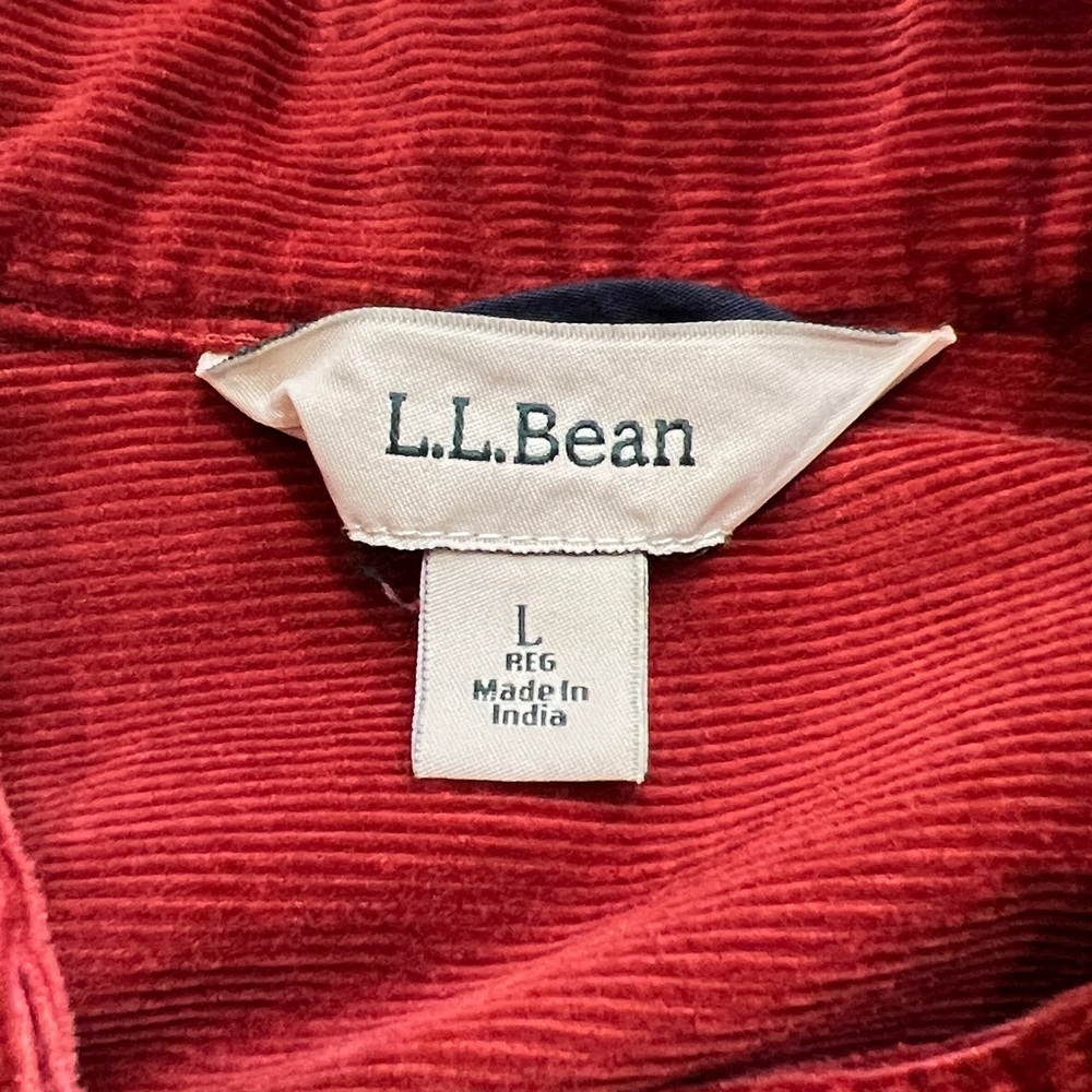L.L. Bean Deep Rust Red Corduroy Utility Jacket Button Front Size Large - Picture 4 of 7